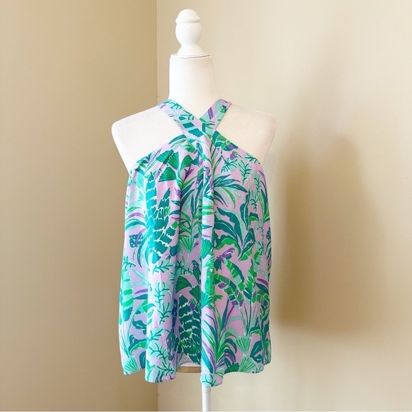 Lilly Pulitzer Rori Halter Top in Purple Iris on the Chase - Large - Picture 1 of 13